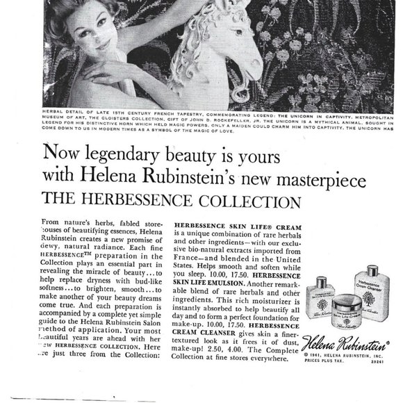 Helena Rubinstein Herbessence Skin Cream 1960s Vintage Print Ad 9 inch - Picture 2 of 2